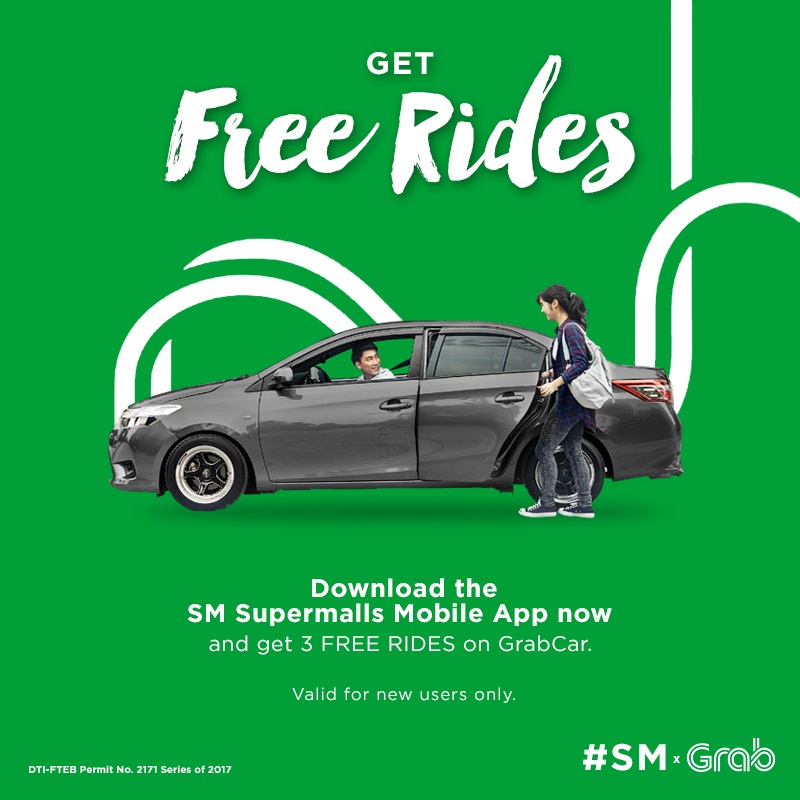 SM in collaboration with Grab to give mall-goers free and discounted rides. 