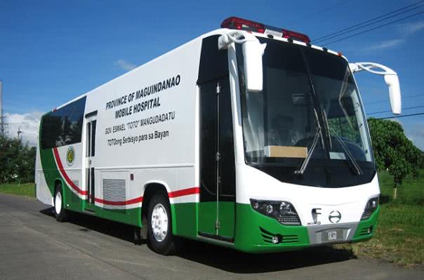 The Hino tourist bus, on the other hand, comes with clinical apparatus like x-ray machines, an operating room, dental reclining seats, and a laboratory to help save lives in emergencies Hino trucks and buses