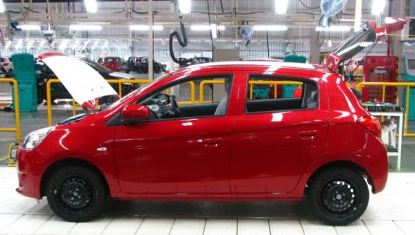 The Laem Chabang plant in Thailand Mitsubishi Mirage in factory