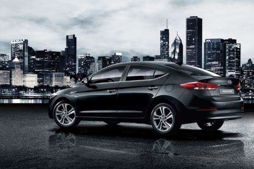 Purchasers of the Accent, Elantra, Sonata, Eon, Veloster, Tucson, Santa Fe and Grand Starex can save up to P150,000 Black Hyundai Elantra angular rear
