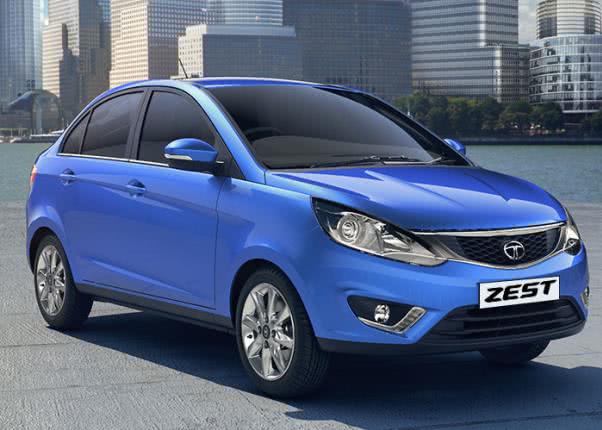 Tata Motors reported that its global wholesales in April 2017 dipped 9 per cent year-on-year to 73,691 units A blue car side view