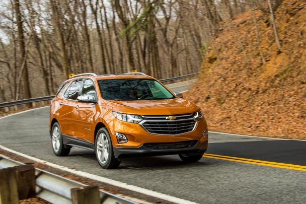 Besides this weight loss, the all-new body was designed and optimized for top safety ratings. angular front of 2018 Chevrolet Equinox