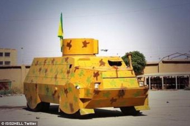 Many of these homemade weapons have much color Kurdish armored vehicle front view