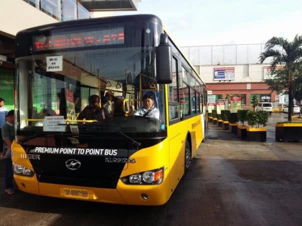 The two new routes will operate from 5 AM to 8 PM Yellow premium point to poin bus front view
