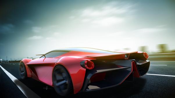 Angular rear of the rendered LaRossa