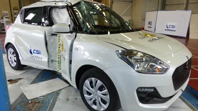 It also scored 69 per cent in Pedestrian protection broken side of a suzuki swift in Euro NCAP crash test