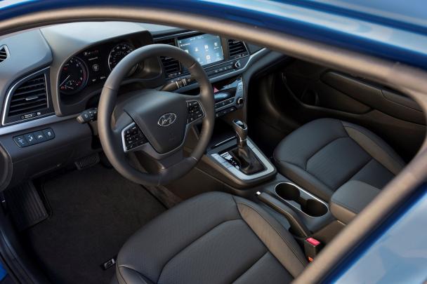 The Elantra SEL also receives blind spot detection, rear cross-traffic alert, and lane change assist Cabin of the 2018 Hyundai Elantra