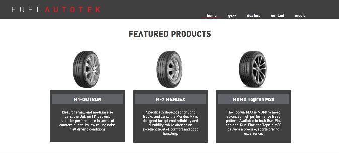 Customers can experience the brand and its various products and services in an easy-to-understand manner screenshot of feature products web page on fuel autotek website