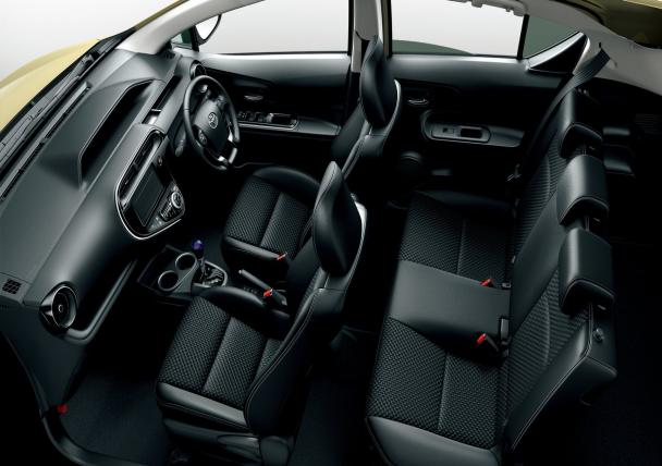 The interior is refreshed with new synthetic leather option Cabin of the 2018 Toyota Aqua