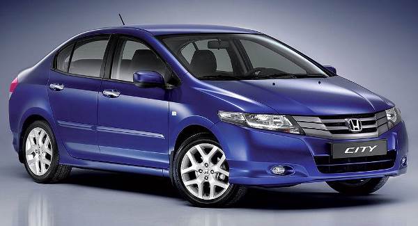 The Honda City is a fun compact 4-door sedan Purple Honda City angular front view