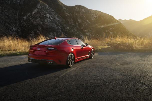 angular rear of the Kia Stinger