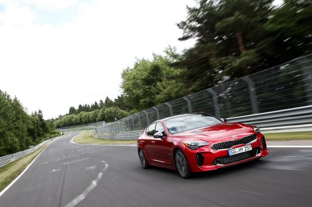 The Kia Stinger is now entering its final stages of development the Kia Stinger on the road