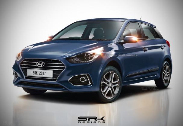 The front is highlighted by an all-new hexagonal grille along with horizontal chrome slats. 2018 Hyundai i20 rendering