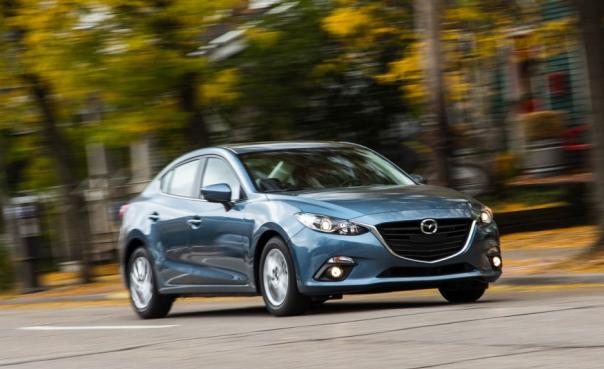 Based on criteria for the research, the cars in the top ten should have CO2 emissions below 120g/km A blue Mazda 3 angular front