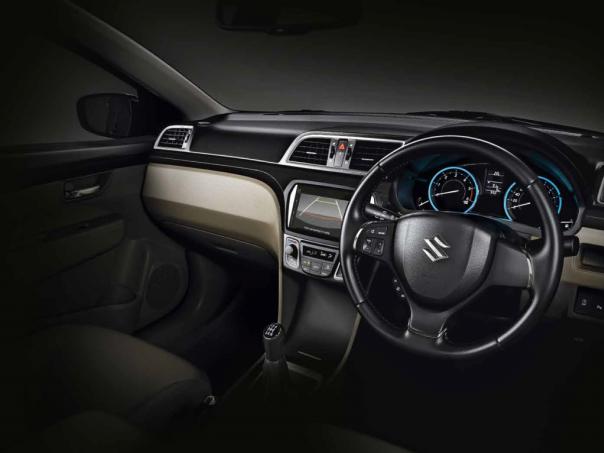 In India, the Suzuki Ciaz is available in Sigma, Delta, Zeta and Alpha variants Cockpit of the Suzuki Ciaz