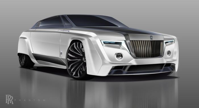 Matthew Parsons has successfully created some sketches of the 2050 Rolls-Royce Phantom angular front of the 2050 Rolls-Royce Phantom