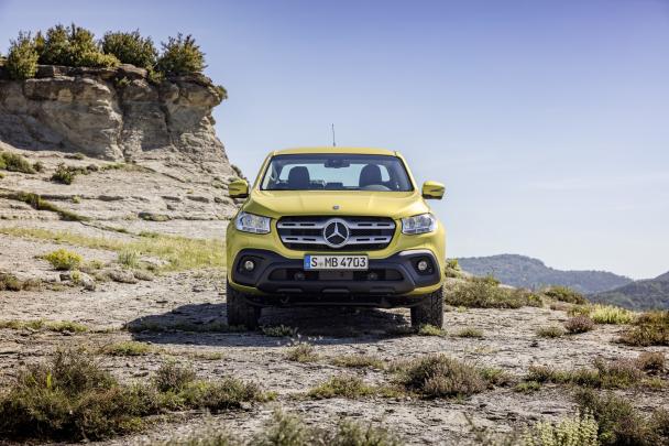 The X-Class will come with two 4-cylinder engine options front view of the Mercedes-Benz X-Class
