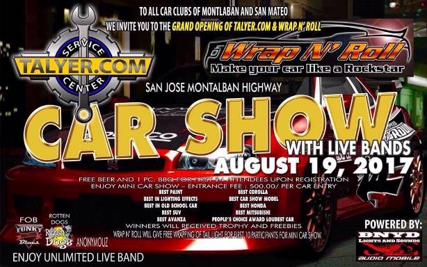 The show is an action packed just one day of car displays, activities San Jose Montalban Highway Car Show official poster