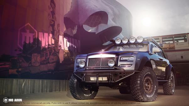 Despite of this striking look, we are brought back to reality by the fact that it’s just a virtual ride angular front of the Rolls-Royce Ghost off-roader