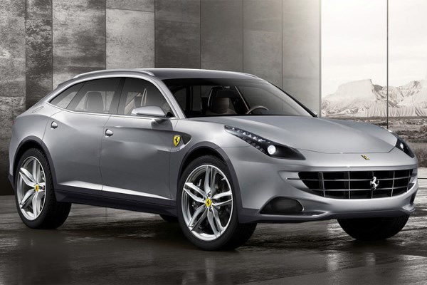 Ferrari may eye boosting its yearly sales and bolster profits & well-being with a 4-seat utility vehicle A silver Ferrari suv concept angular front view