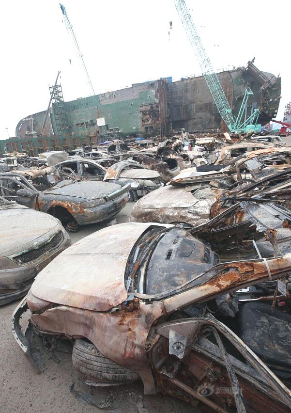 Over 100 vehicles were also discovered in the ferry stock rusty cars