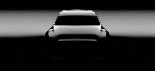 Teaser image of the Model Y Tesla Model Y teaser