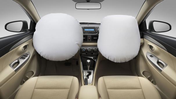 Deployed airbags of the Toyota Vios 2018