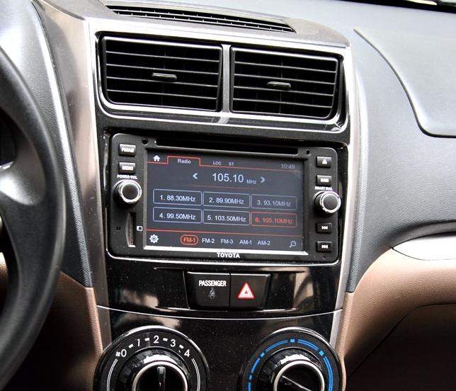A touchscreen infotainment system of a Toyota Avanza 2018