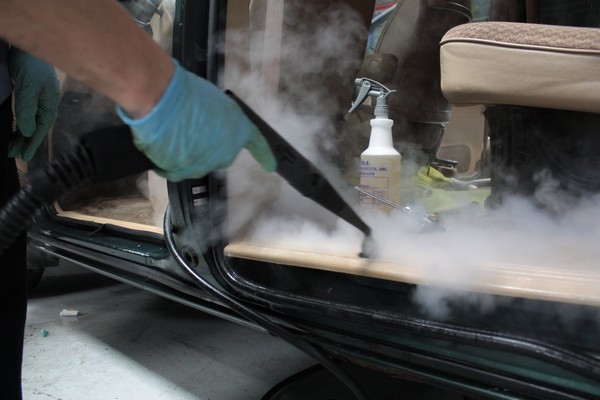 cleaning car cabin