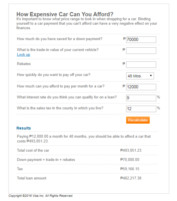 how much is down payment on car