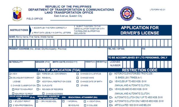 Lto Drivers License Application Form Fillable, Fill Your Personal Information In The Application For Drivers License Adl, Lto Drivers License Application Form Fillable