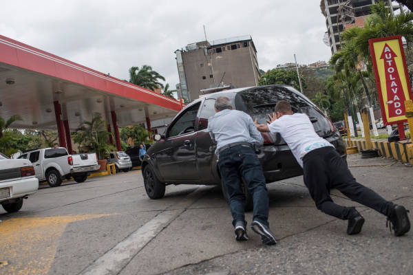 pushing car