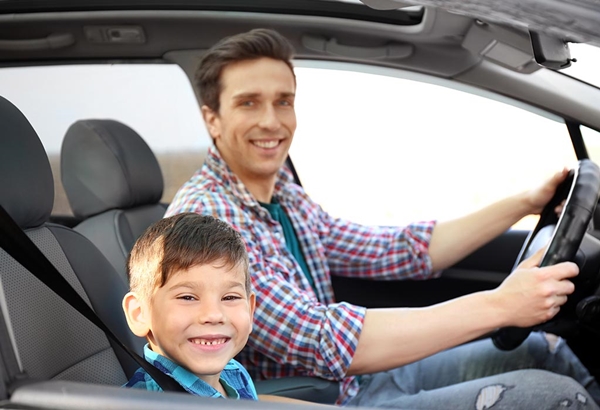 Kids in shop front seat