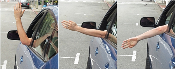 using hand signals while driving