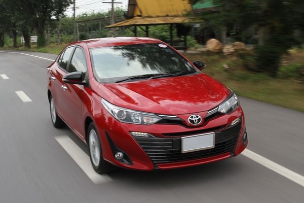 Toyota Vios at speed on the highway