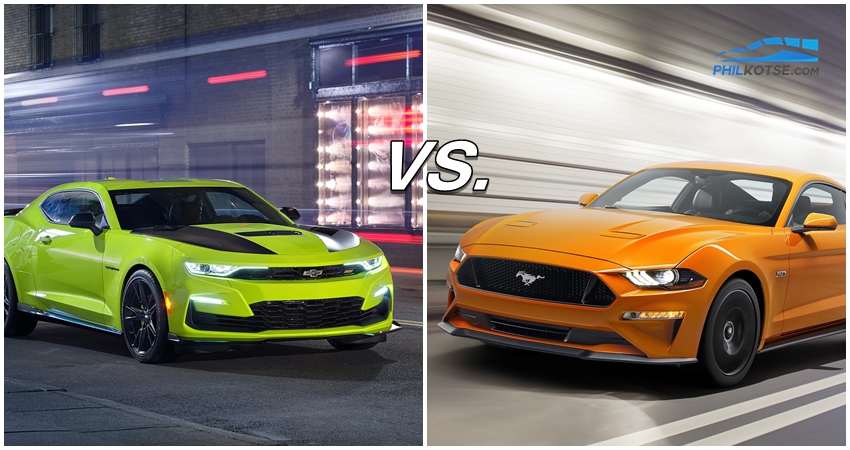 A picture of the Mustang vs Camaro head to head