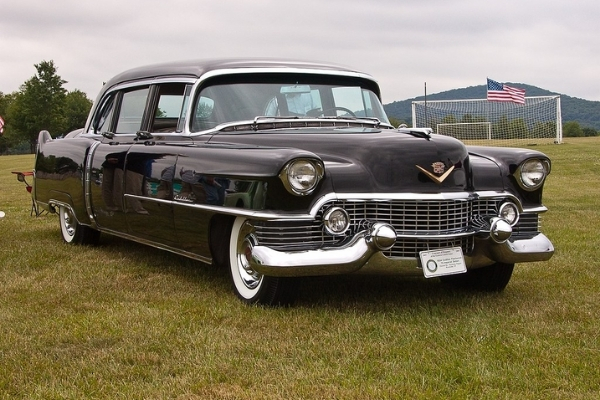 A 1954 Cadillac Fleetwood on the grass