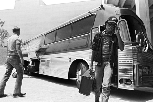 Michael Jackson with his Neoplan Touring Coach