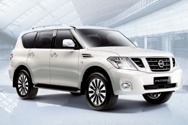 It's quite a handsome looking SUV too A picture of a white Nissan Patrol Royale