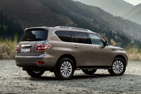 Go anywhere in comfort with the Nissan Patrol Royale A picture of the rear of the Nissan Patrol Royale parked on a dry river bed
