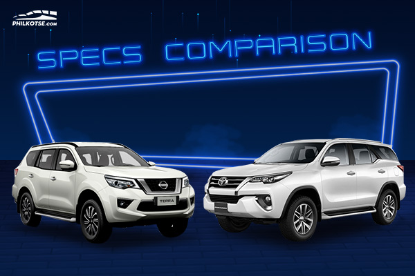 A picture of the Toyota Fortuner and the Nissan Terra head to head