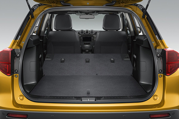 A picture of the rear of the Vitara with the seats folded down