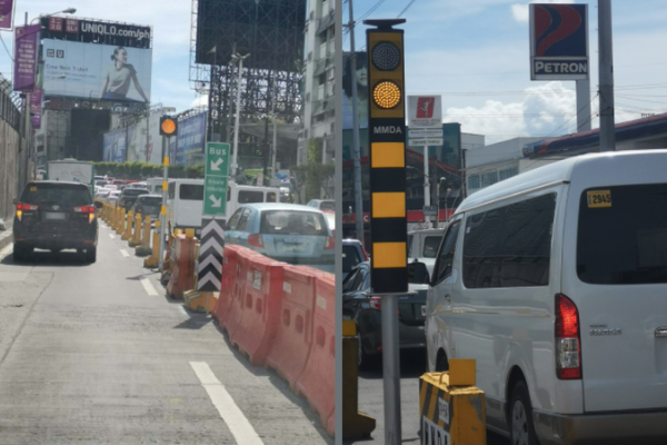 MMDA installs yellow flashing lights on concrete barriers along EDSA