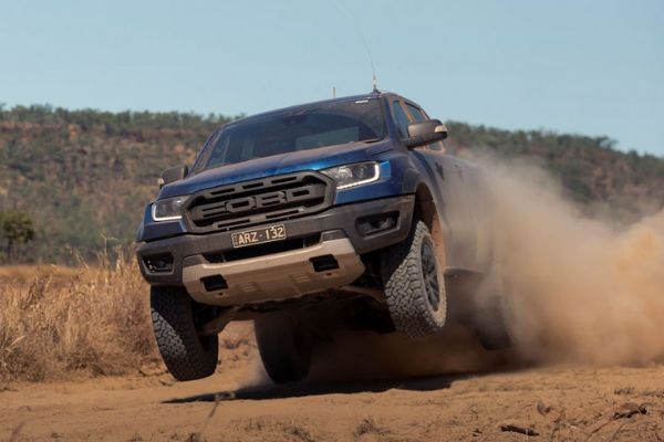 A jumping Raptor is always a sight to behold A picture of the Ranger Raptor mid-jump