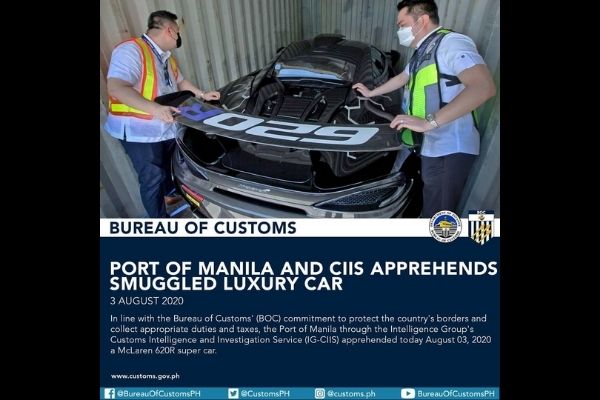 Les douanes philippines détruisent pour 1,2M$ de voitures de luxe, une  McLaren 620R dans le lot