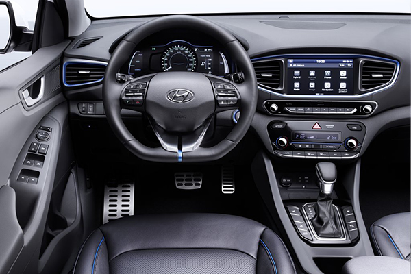 The interior of the Hyundai Ioniq Hybrid.