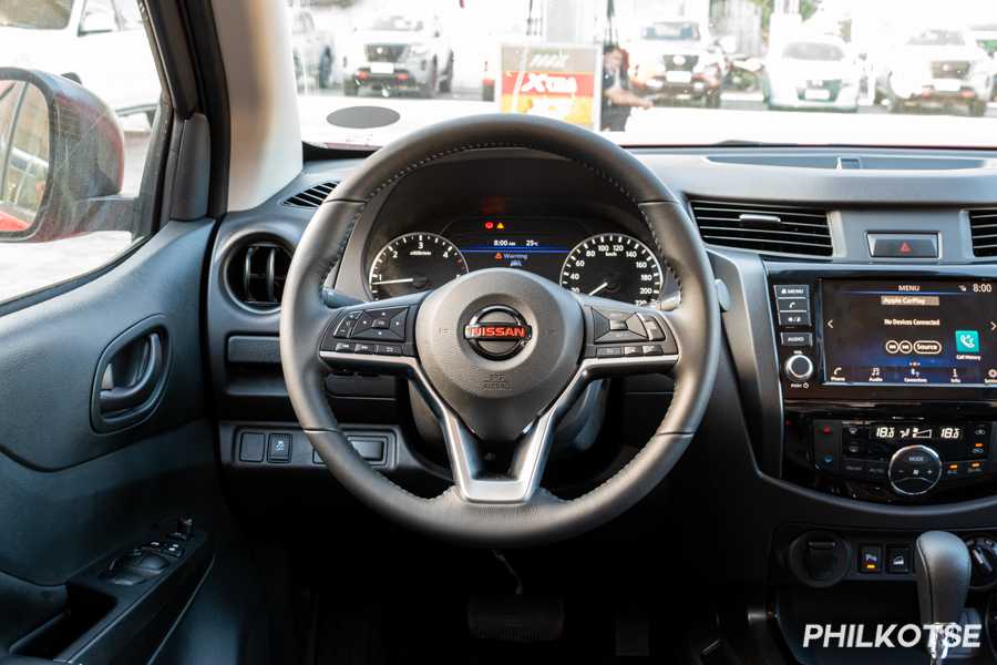 A picture of the Navara's new steering wheel