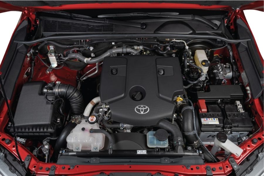 A picture of the Hilux's engine