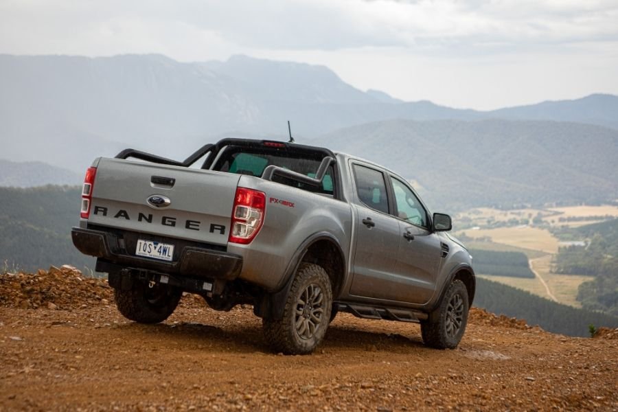 A picture of the rear Ranger FX4 Max as it descends a hill