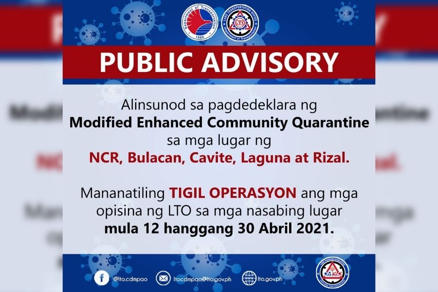 Lto Offices In Ncr Plus Remains Closed Due To Mecq